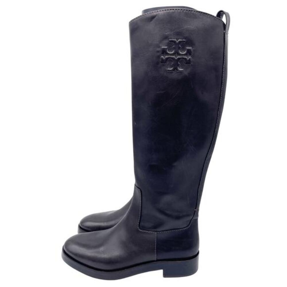 Tory Burch Women's The Riding Boot Logo Embossed Coconut Brown Size 6M